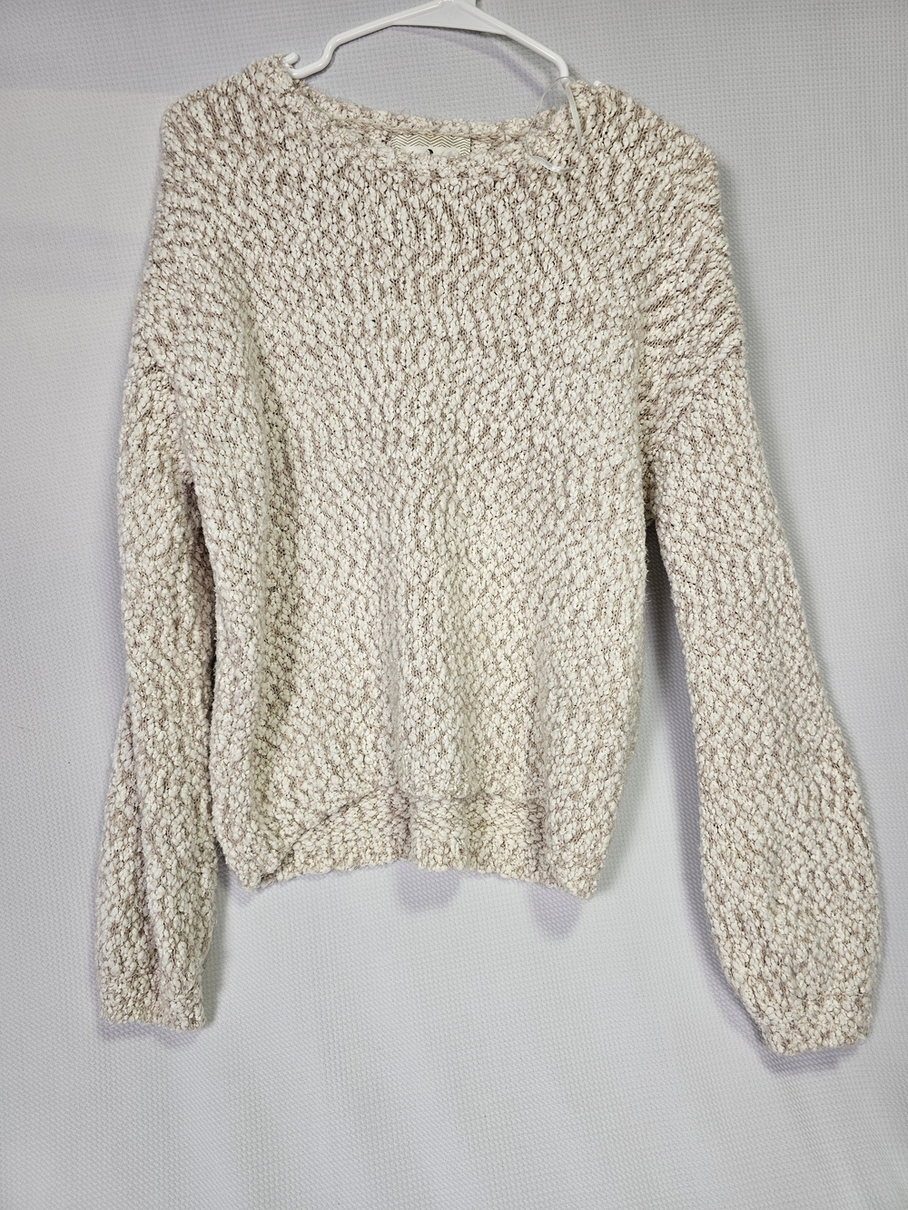 ruby moon Cream Textured Crewneck Sweater